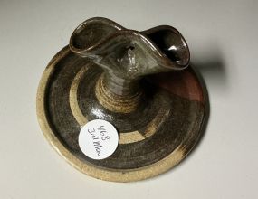Pinched Stoneware Pottery Candle Holder