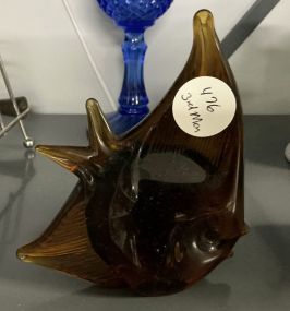 Hand Blown Art Glass Tropical ANGEL FISH Paper Weight
