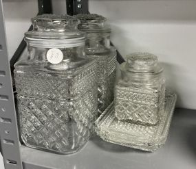 Anchor Hocking Wexford Square Glass Apothecary Jars and Trays