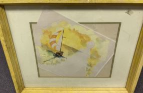 Jodie van woot 26h 34w Signed Watercolor Framed