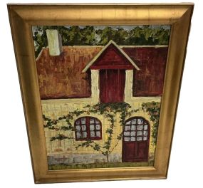 Ginny Futvoye Large Painting of Cottage 48"h., 38"w