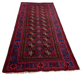 4' x 9'6 Afghan Baluch Tribal Style Hand Knotted Wool Rug