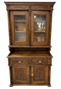83"h., 44"w Antique Traditional Hunt Cabinet