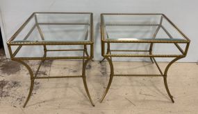 Designer Glass Top Lamp Tables 25"h., 26"w