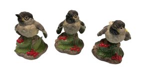 Three Boehm Fledgling Chickadee Figurines 4"h