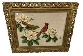 Framed Robin Needlepoint