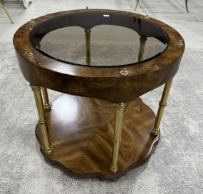 Round Post Modern Two Tier Lamp Table 21"h., 25"w.
