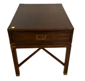 Heritage Walnut Campaign Style Lamp Table 22"h., 21"w,
