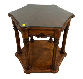 Octagon Accent Walnut Lamp Table 22"h., 26"dia