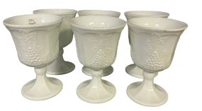 6pc Colony Harvest pattern Milk Glass Goblets