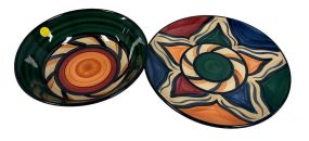 Gail Pittman Ceramic Salad Bowl and Large Round Platter 14"dia