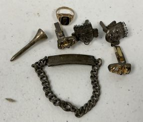 1.825 ozt Sterling Bracelet, Cuff Links, Golf Tee, Ring