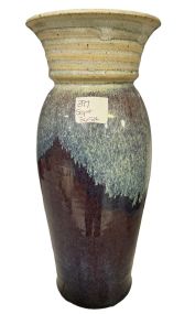 Brandon Stoneware Pottery Vase, Signed 10.5"h 4"d