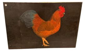 Signed Jean Taylor Rooster Painting 20"h., 29"w