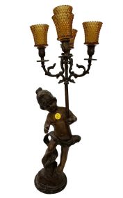 Metal Cherub Figurine Candelabra 30"h
