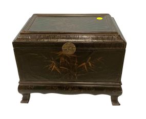 VTG Velvet Lined Wooden Box 13"h 16"w 10"l