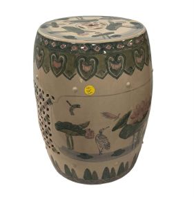 18"h 11"d Blue and White Ceramic Garden Seat