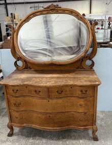 Antique Serpentine Bird's Eye Maple Dresser