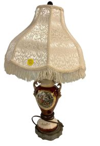 Painted Victorian Porcelain Lamp 26"h
