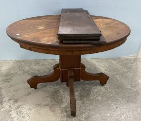 30"h., 43"dia Early 1900's Round Oak Pedestal Table