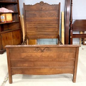 NEEDS MEASURE Antique Oak High Back Bed