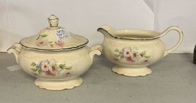 Hand Painted Sugar &amp; Creamer Set 2pc