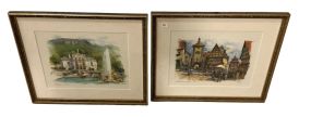 Pair of Vitschke Framed Prints 18"h., 21"w,
