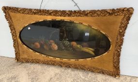 VTG Gold Framed Oval Still Life Print  48"h., 27"w