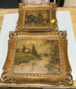 Two Framed European Landscapes 13"w