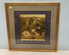 24"h., 24"w Tosa Mitsuoki Quail Birds and Flowers Print