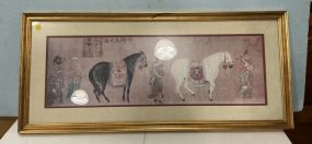 21"h., 47"w Tartars Bringing a Tribute of Horses Print by Han Kan