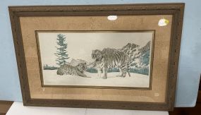 Courting Tigers Lithograph by artist Mary Ann Lis