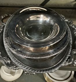 Assorted Silver Plate Serving Dishes and Bowl