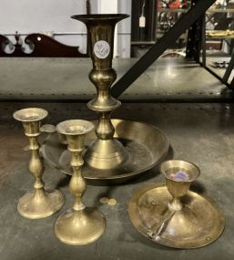 Assorted Sized Brass Candlesticks
