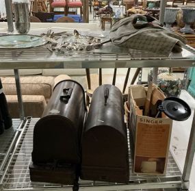 Singer Sewing Machine, Accessories, and Silver Plate Flatware