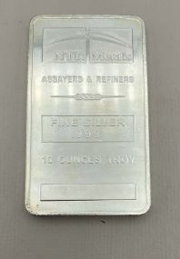 NTR Metals Assayers &amp; Refiners .999 10oz Silver Bar