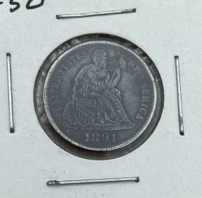 1891 USA Seated Liberty Dime