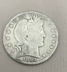 1893 USA Barber Half Dollar