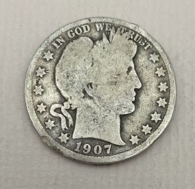 1907-D USA Barber Half Dollar