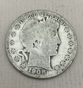 1908-S USA Barber Half Dollar