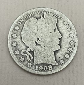 1908-D USA Barber Half Dollar