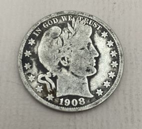 1908-S USA Barber Half Dollar