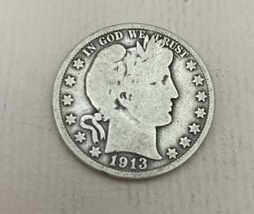1913 USA Barber Half Dollar