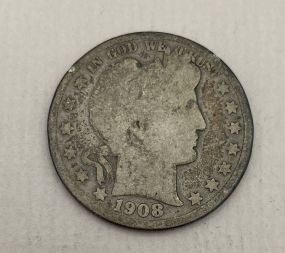 1908-D USA Barber Half Dollar
