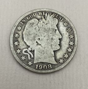 1908-D USA Barber Half Dollar