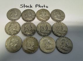 12 Pre 1964 Franklin Half Dollars