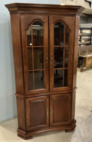Late 20th Century Cherry Corner Cabinet 76"h.,42"w