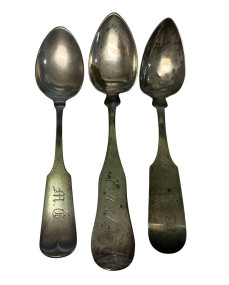 1.435 ozt HL Webster 1831-1864 Rhode Island, J. Carter 1840, and G 925/100 Coin Spoons