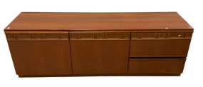 Mid Century Danish Teak Credenza 23"h., 71"w., 18"d