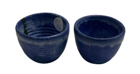 Two McCarty Blue Pottery Cups 2 1/2"